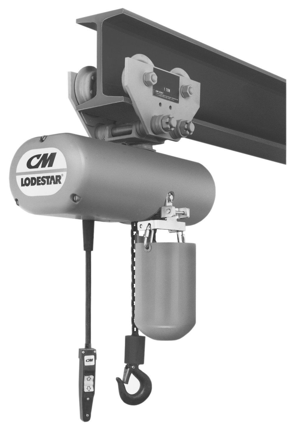 cm-lodestar-classic-electric-chain-hoist-with-plain-trolley-1-4-ton